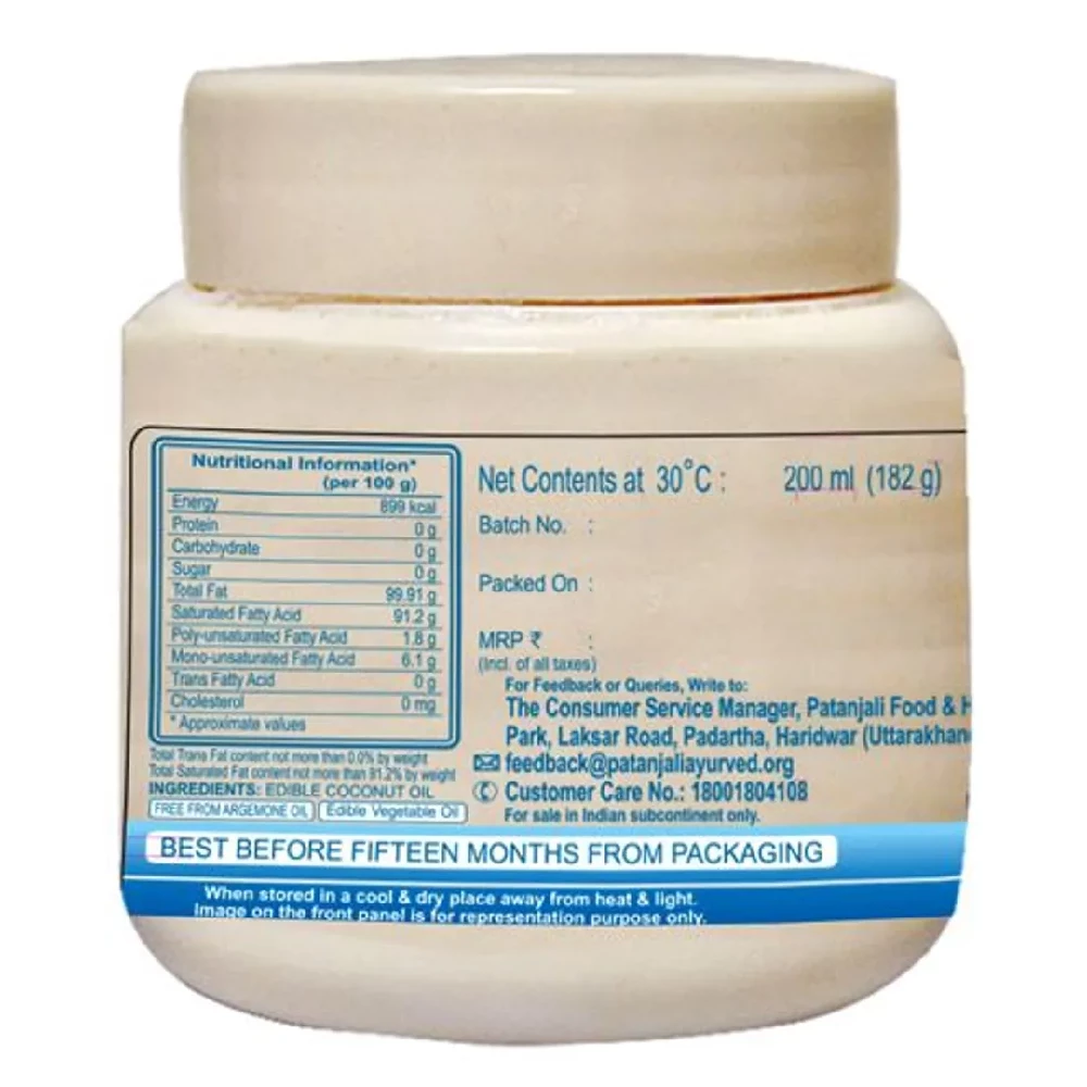 Patanjali Coconut Oil, Free From Argemone Oil, 200 ml Jar-3.webp